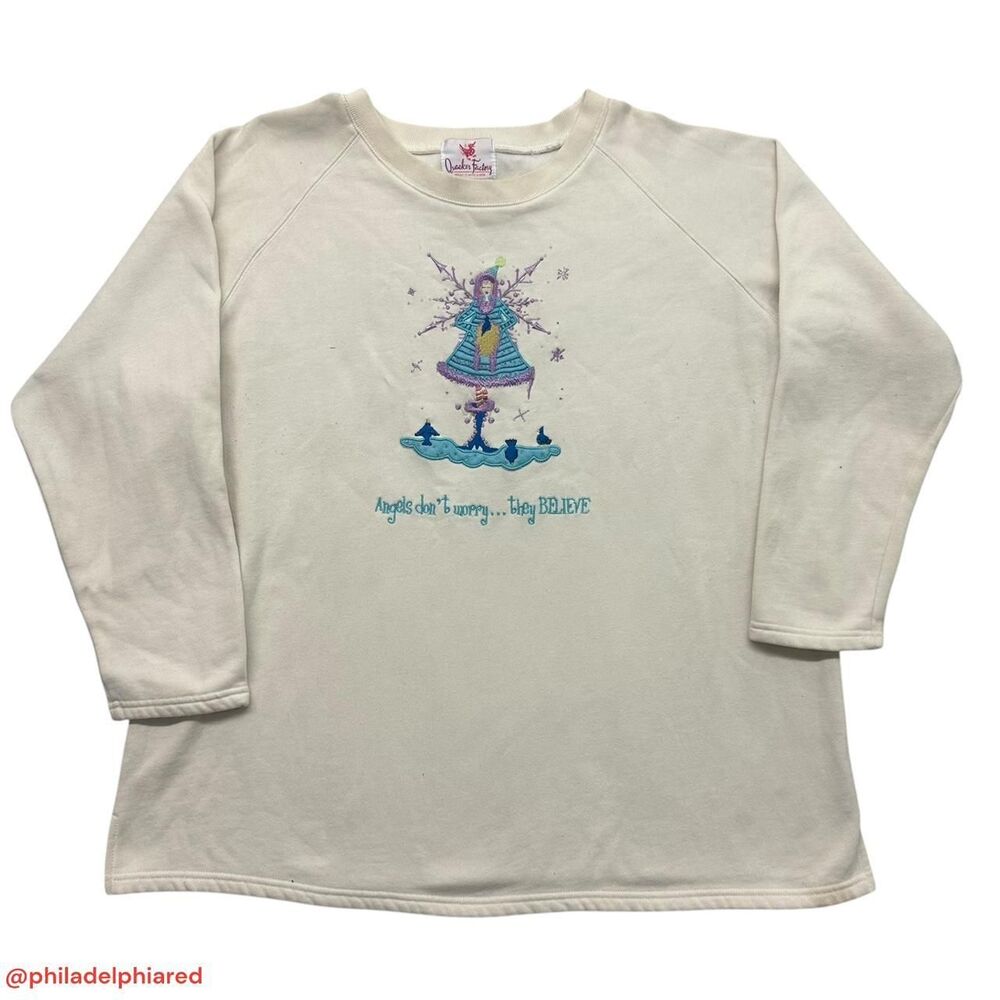 Vintage 1990’s Quacker Factory pullover angel themed crewneck womens xxl